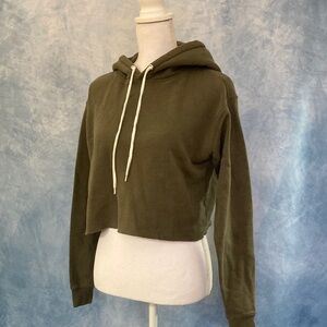 Wild Fable By Target XS Olive Green Cropped Hoodie Long Sleeves Lightly Worn